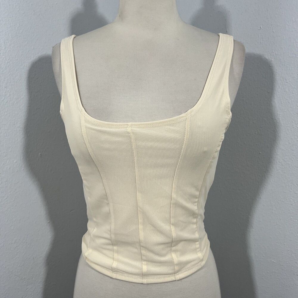 Hippie Rose‎ Crop Top Womens S Cream Square Minimalist Y2K